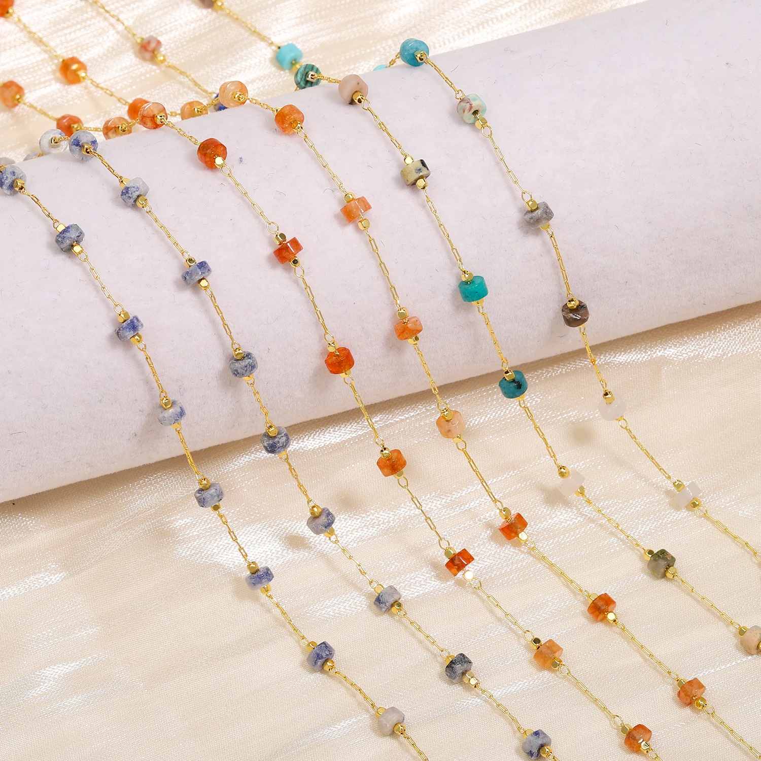 1Meter Gold Color Copper Thin Chain Red Purple Agate Wheel Stone Beads Chain for Jewelry Making Handmade DIY Bracelet Women Gift
1Meter Gold Color Copper Thin Chain Red Purple Agate Wheel Stone Beads Chain for Jewelry Making Handmade DIY Bracelet Women Gift