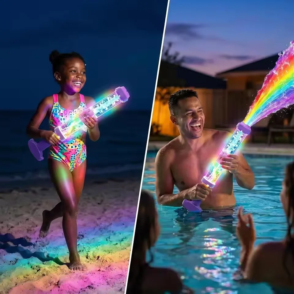 LED Glowing Rainbow Fountain Water Blaster Like Magic Bulk Small Squirt Water Gun Dazzling for Outdoor Summer Pool Water Games
LED Glowing Rainbow Fountain Water Blaster Like Magic Bulk Small Squirt Water Gun Dazzling for Outdoor Summer Pool Water Games
