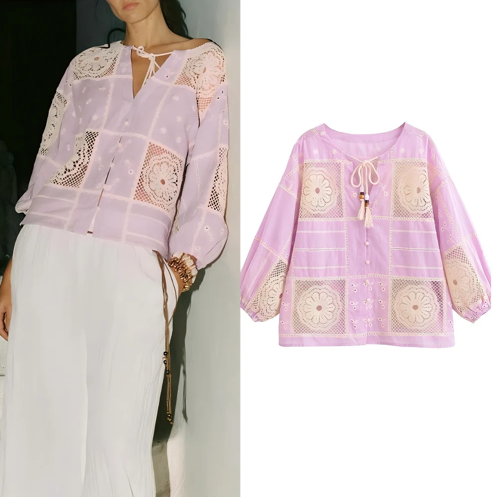 Новая модная женская рубашка с кисточками и шнуровкой, повседневная рубашка с полой вышивкой, женская рубашка на пуговицах в стиле ретро с длинными рукавами, шикарный топ
Новая модная женская рубашка с кисточками и шнуровкой, повседневная рубашка с полой вышивкой, женская рубашка на пуговицах в стиле ретро с длинными рукавами, шикарный топ