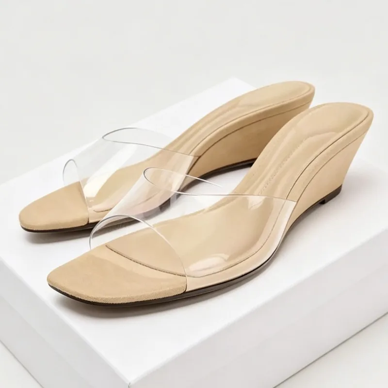 PVC Transparent Summer Wedge Sandals Women Open-toe Comfortable Slides Fashion Mules Pumps Concise Casual Women's Slippers
PVC Transparent Summer Wedge Sandals Women Open-toe Comfortable Slides Fashion Mules Pumps Concise Casual Women's Slippers