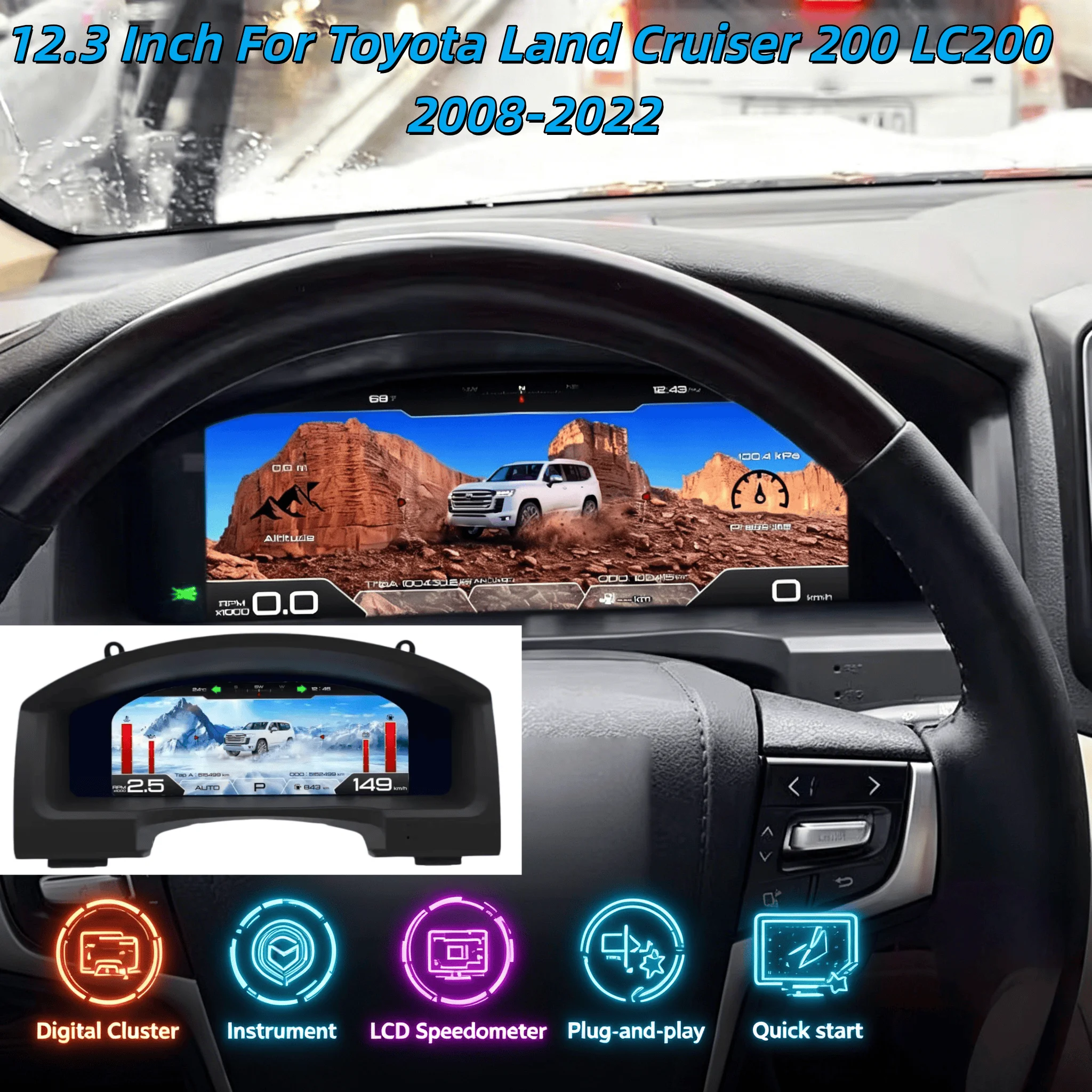Virtual Cockpit Instrument For Toyota Land Cruiser 200 LC200 2008-2022 Digital Dashboard Cluster Panel Odometer Gauge 12.3”
Virtual Cockpit Instrument For Toyota Land Cruiser 200 LC200 2008-2022 Digital Dashboard Cluster Panel Odometer Gauge 12.3”