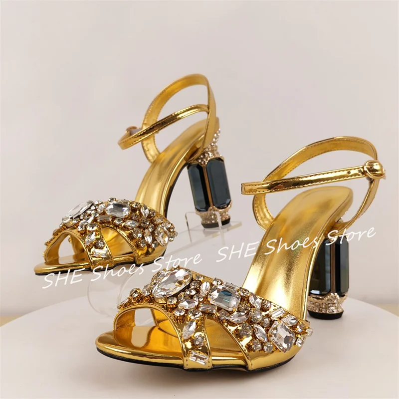 Luxury Design Jeweled Crystal Heel Women Pumps Peep Toe One-strap High Heel Sandals Ladies Party Dress Gladiator Shoes
Luxury Design Jeweled Crystal Heel Women Pumps Peep Toe One-strap High Heel Sandals Ladies Party Dress Gladiator Shoes