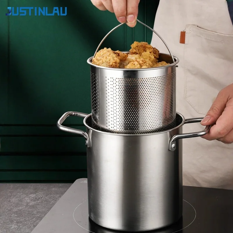 JUSTINLAU 3L Deep Fryer Pot Double Ear Fried Soup Pot Stainless Steel Deep Fryer with Filter Basket Induction Cooker Universal
JUSTINLAU 3L Deep Fryer Pot Double Ear Fried Soup Pot Stainless Steel Deep Fryer with Filter Basket Induction Cooker Universal