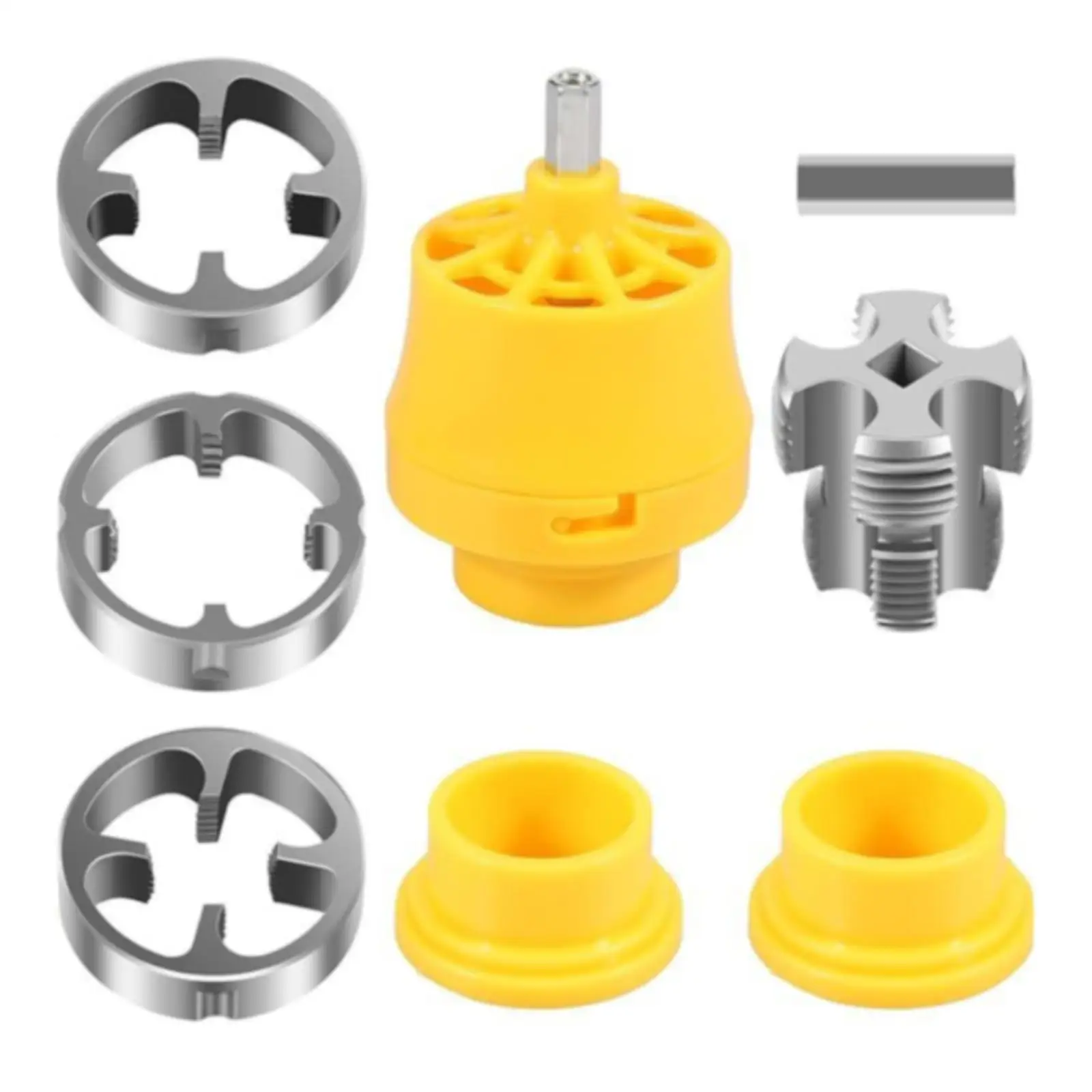 PVC Pipe Threader Set 1/2 3/4 1 inch Professional Dies Pipe Threader Plumbing Tool PVC Thread Maker Tool for Electric Drill
PVC Pipe Threader Set 1/2 3/4 1 inch Professional Dies Pipe Threader Plumbing Tool PVC Thread Maker Tool for Electric Drill