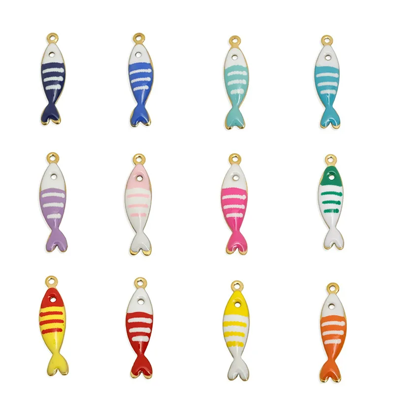10Pcs Stainless Steel Real Gold Dopamine Striped Small Fish Pendant Creative Ocean DIY Earring Necklace Jewelry Accessories
10Pcs Stainless Steel Real Gold Dopamine Striped Small Fish Pendant Creative Ocean DIY Earring Necklace Jewelry Accessories