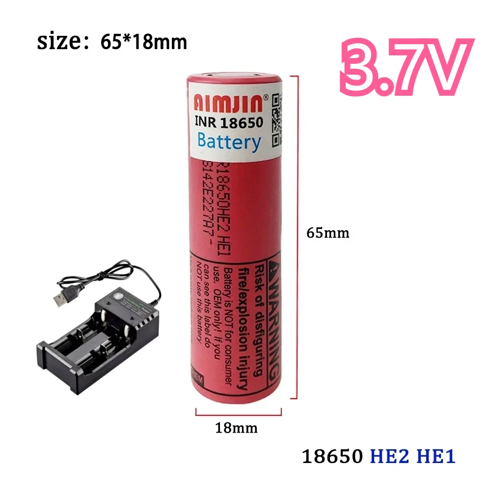 Universal Hot Sale 18650 HE2 HE1 3.6V 2500mAh Rechargeable Li-ion Battery With USB Charger For Flashlight Electric Tools Toys
Universal Hot Sale 18650 HE2 HE1 3.6V 2500mAh Rechargeable Li-ion Battery With USB Charger For Flashlight Electric Tools Toys