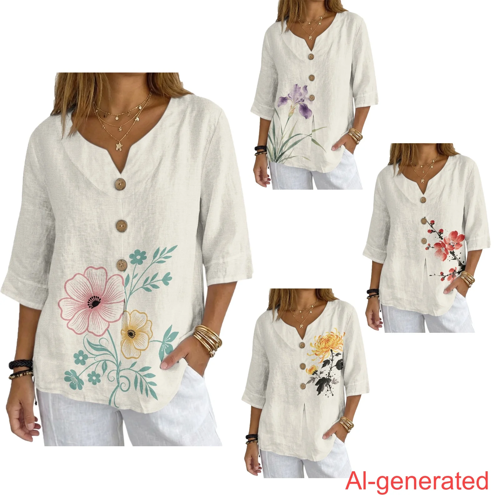 INSTANTARTS Women'S Linen Short-Sleeved Shirt Lightweight Comfortable Soft Breathable Loose V-Neck Retro Floral Print
INSTANTARTS Women'S Linen Short-Sleeved Shirt Lightweight Comfortable Soft Breathable Loose V-Neck Retro Floral Print