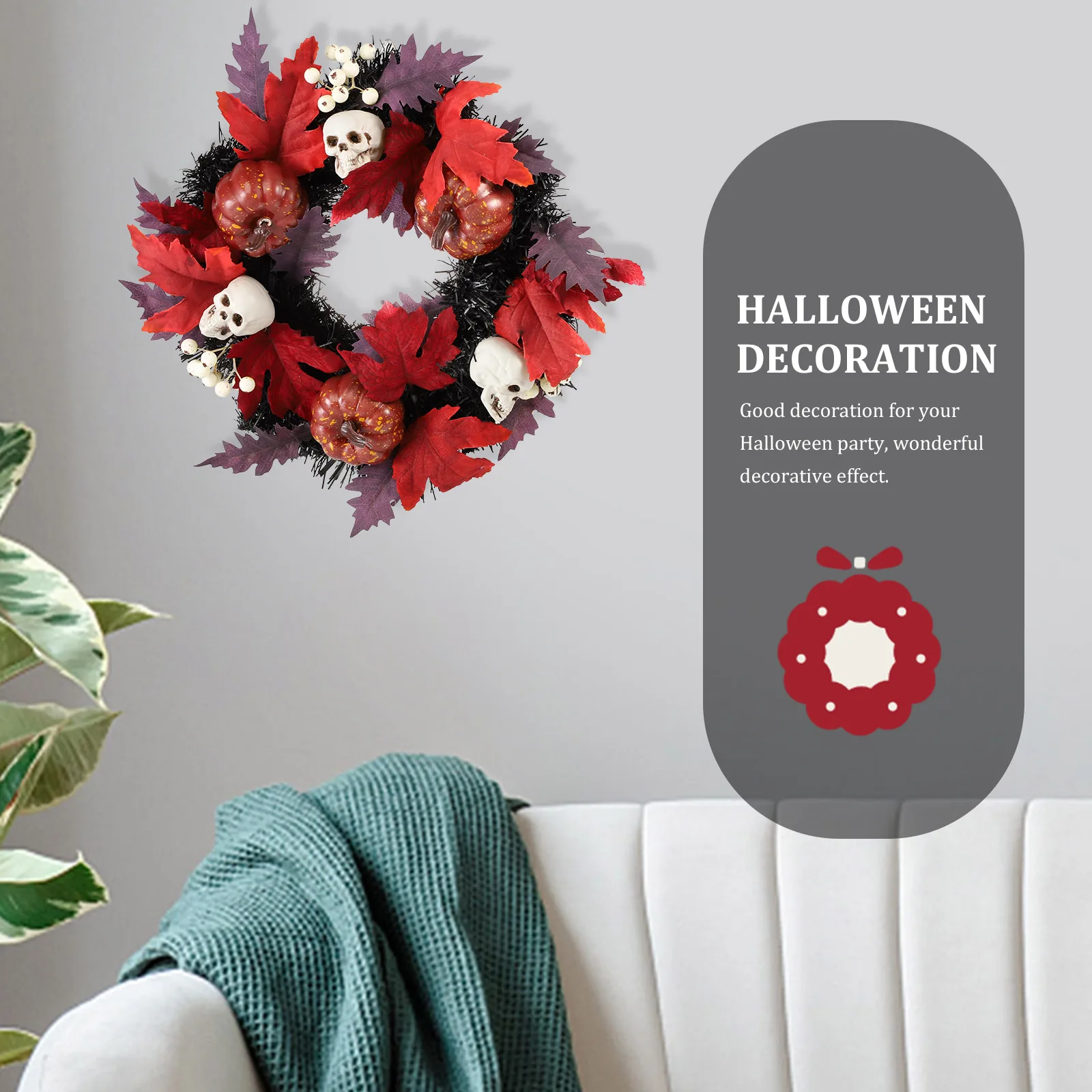 1pc Halloween Skull Pumpkin Wreath Imitation Maple Leaf Hanging Garland Party Decoration Haunted House Prop Door Decor Festival
1pc Halloween Skull Pumpkin Wreath Imitation Maple Leaf Hanging Garland Party Decoration Haunted House Prop Door Decor Festival
