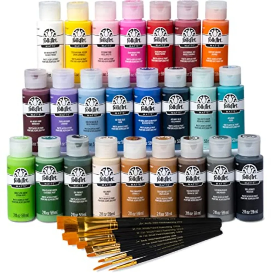99445 24 Bottle Acrylic Craft Paint Set with 10 Pack of Brushes, 2oz, Colors May Vary
99445 24 Bottle Acrylic Craft Paint Set with 10 Pack of Brushes, 2oz, Colors May Vary