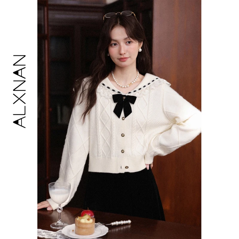 ALXNAN Plus Size Women's Winter Sweater Doll Collar Lace Patchwork Bow Knit Cardigan Warm Casual Loose Female Clothing D58753
ALXNAN Plus Size Women's Winter Sweater Doll Collar Lace Patchwork Bow Knit Cardigan Warm Casual Loose Female Clothing D58753