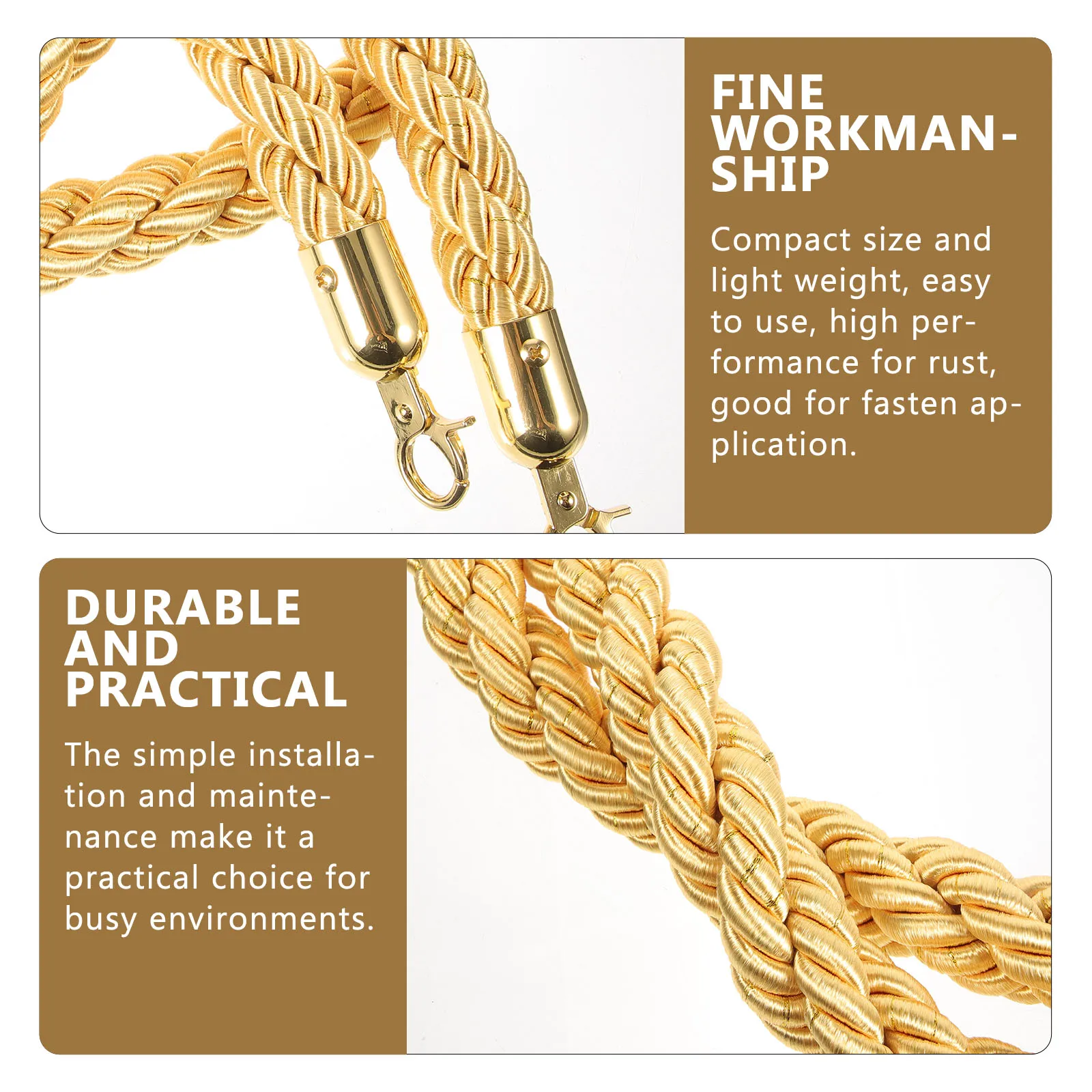 Flax Rope Barrier 1.5m Stanchion Line for Crowd Control Queue Barrier Rope with Hooks for Party Hotel Museum Use
Flax Rope Barrier 1.5m Stanchion Line for Crowd Control Queue Barrier Rope with Hooks for Party Hotel Museum Use