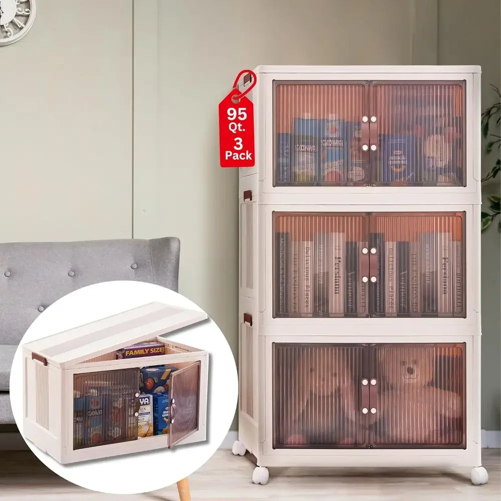 95 QT (285 QT Total) Stackable Storage Bins with Do– 3 Tier Plastic Cabinet with Do– Magnetic closure oldable Storage Bins with
95 QT (285 QT Total) Stackable Storage Bins with Do– 3 Tier Plastic Cabinet with Do– Magnetic closure oldable Storage Bins with