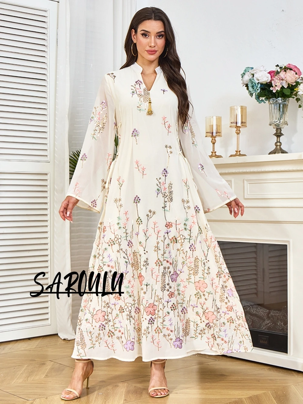 Middle East Traditional A Line Evening Gown Women Oversized Open Front Abaya Sequined Embroidery Kaftan For Ramadan Festival
Middle East Traditional A Line Evening Gown Women Oversized Open Front Abaya Sequined Embroidery Kaftan For Ramadan Festival