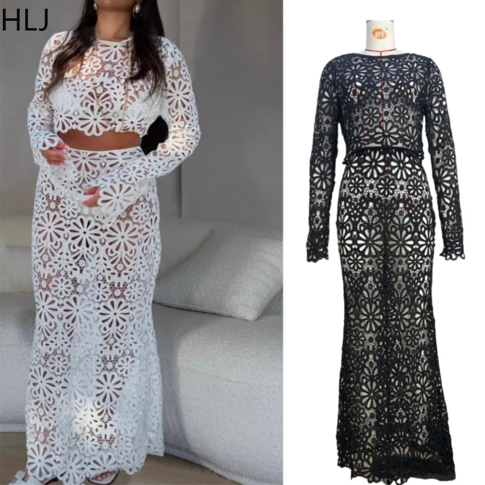 HLJ Sexy Hollow-out Bodycon 2 Pieces Set for Woman See Through Crop Tops and Long Skirt Matching Suit Female Streetwear Clothing
HLJ Sexy Hollow-out Bodycon 2 Pieces Set for Woman See Through Crop Tops and Long Skirt Matching Suit Female Streetwear Clothing