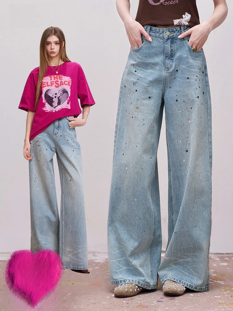 Loose Casual Streetwear Women's Jeans Summer Spring Oil Painting Print Wide Leg Pants l Waist Straight Tube Trousers
Loose Casual Streetwear Women's Jeans Summer Spring Oil Painting Print Wide Leg Pants l Waist Straight Tube Trousers