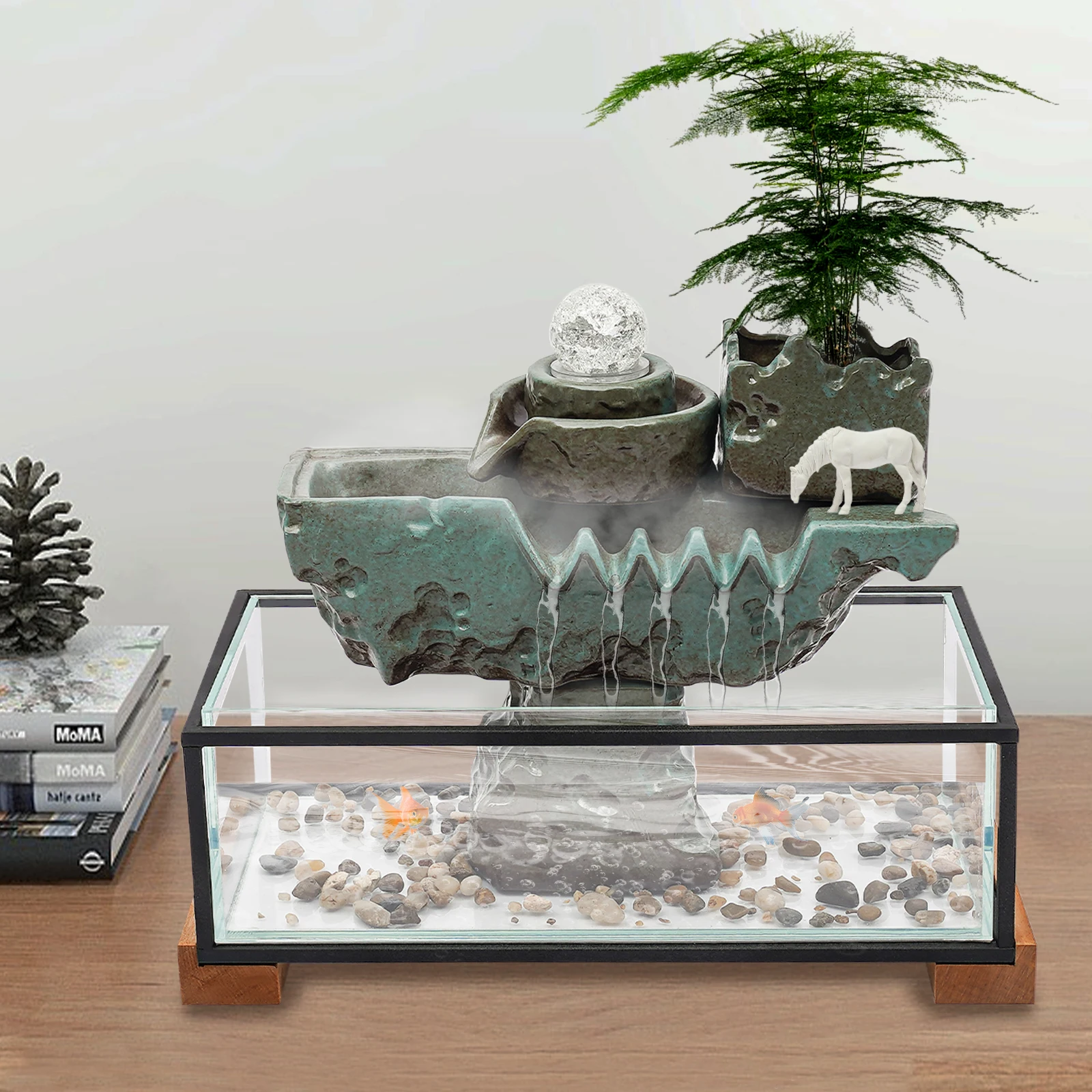 Clear Tabletop Eco Fish Tank Water Fountains,Rectangular Indoor Water Fall Decor for Meditation with Mist for Good Luck Wealth
Clear Tabletop Eco Fish Tank Water Fountains,Rectangular Indoor Water Fall Decor for Meditation with Mist for Good Luck Wealth