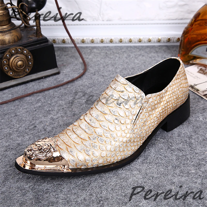 Golden Snake Patterned Men's Shoes British Style Genuine Leather Slip On Loafers Business Casual Nightclub Prom Runway Shoes
Golden Snake Patterned Men's Shoes British Style Genuine Leather Slip On Loafers Business Casual Nightclub Prom Runway Shoes