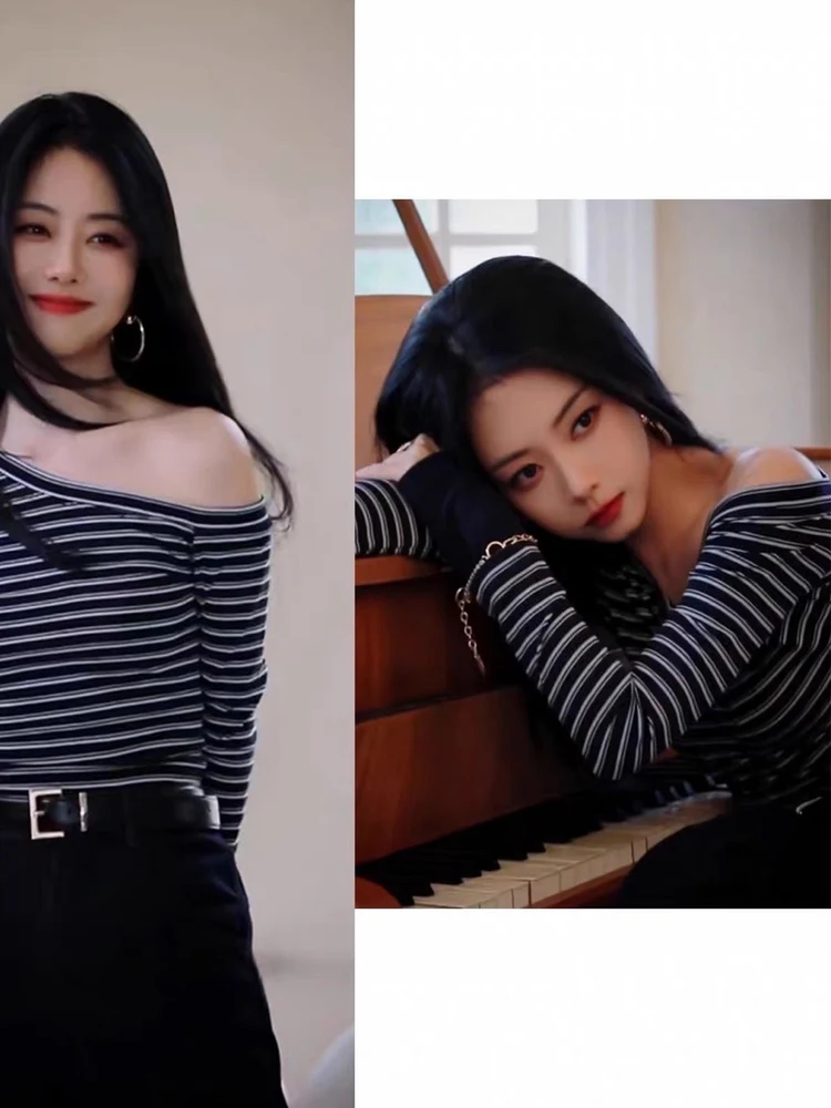 Tansongyun Korean Style Slim Fit Striped Long Sleeve Shoulder Baring T-Shirt Women's Fashion Autumn Top Casual Breathable
Tansongyun Korean Style Slim Fit Striped Long Sleeve Shoulder Baring T-Shirt Women's Fashion Autumn Top Casual Breathable
