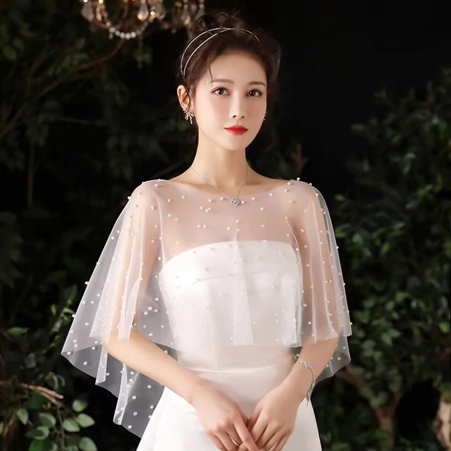 Hot Sale Bridal Wraps Pearls Tulle Beaded Pearls jackets for Bridal Party Coat Bridal Wrap Wedding Vestidos De Novia 2025
Hot Sale Bridal Wraps Pearls Tulle Beaded Pearls jackets for Bridal Party Coat Bridal Wrap Wedding Vestidos De Novia 2025