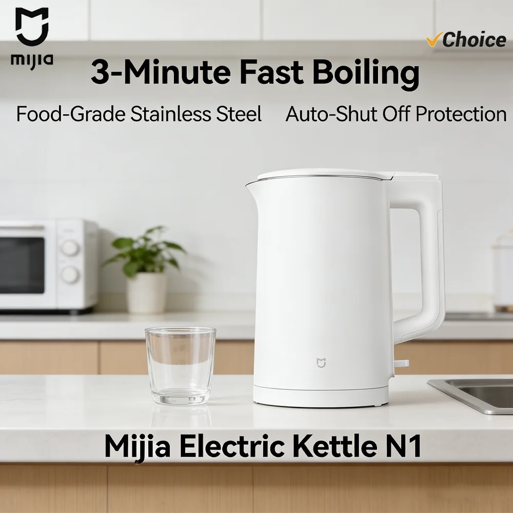 New MIJIA Electric Kettle N1 1500W Fast Boiling Double Layer Anti-scald 304 Stainless Steel Seamless Liner 1.5L Capacity 220V CN
New MIJIA Electric Kettle N1 1500W Fast Boiling Double Layer Anti-scald 304 Stainless Steel Seamless Liner 1.5L Capacity 220V CN