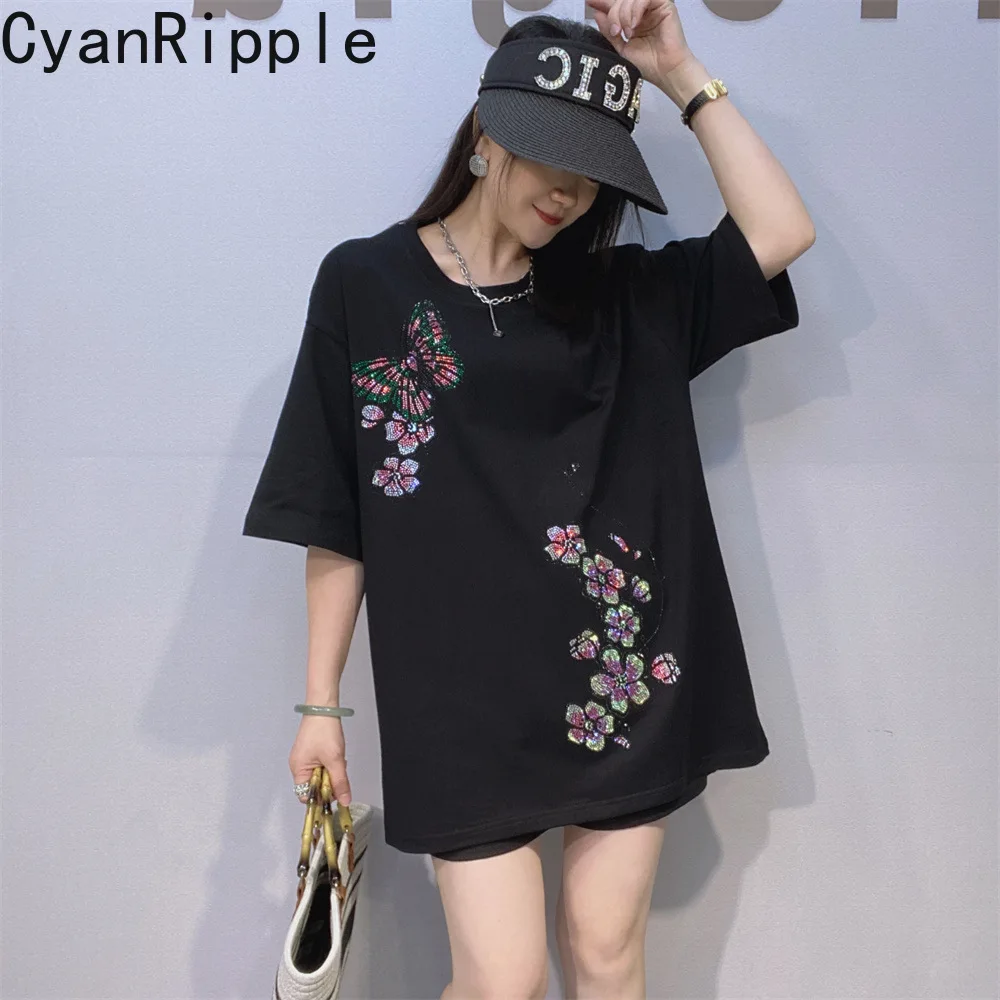 All-match New Spring Summer Women Cotton Short Sleeve T-shirt Hot Diamonds Loose Round Neck Pullover Top Casual Female Tees
All-match New Spring Summer Women Cotton Short Sleeve T-shirt Hot Diamonds Loose Round Neck Pullover Top Casual Female Tees