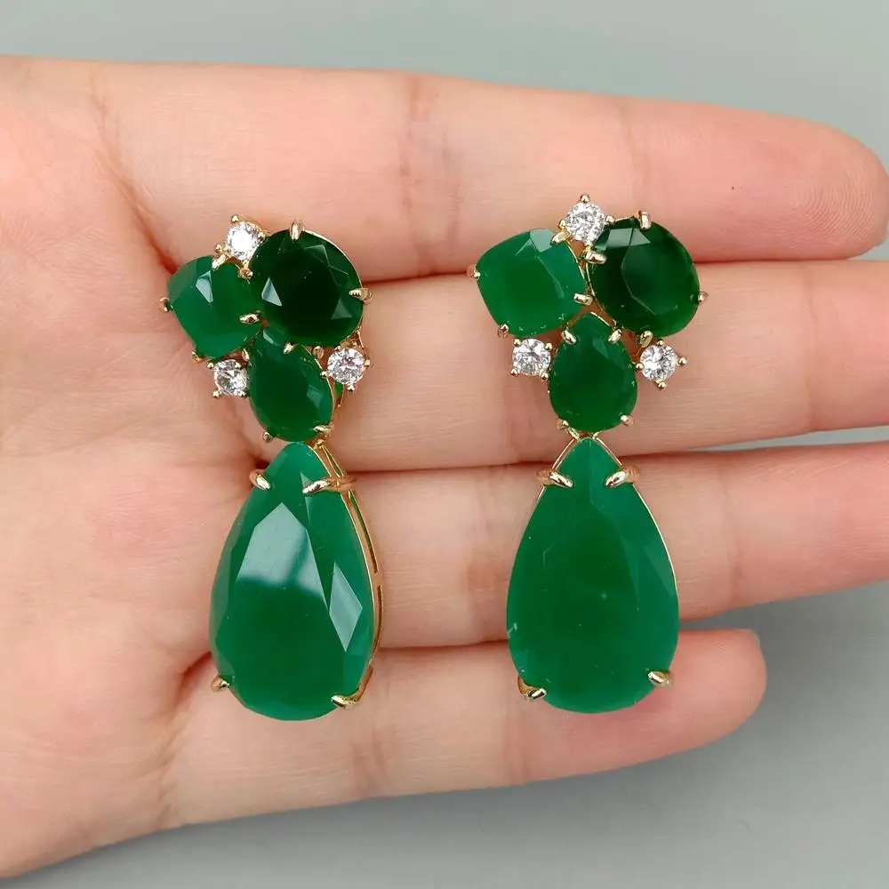 YYGEM Fashion Women Jewelryl 14x22mm green Agate Teardrop Drop Stud Long Earrings
YYGEM Fashion Women Jewelryl 14x22mm green Agate Teardrop Drop Stud Long Earrings