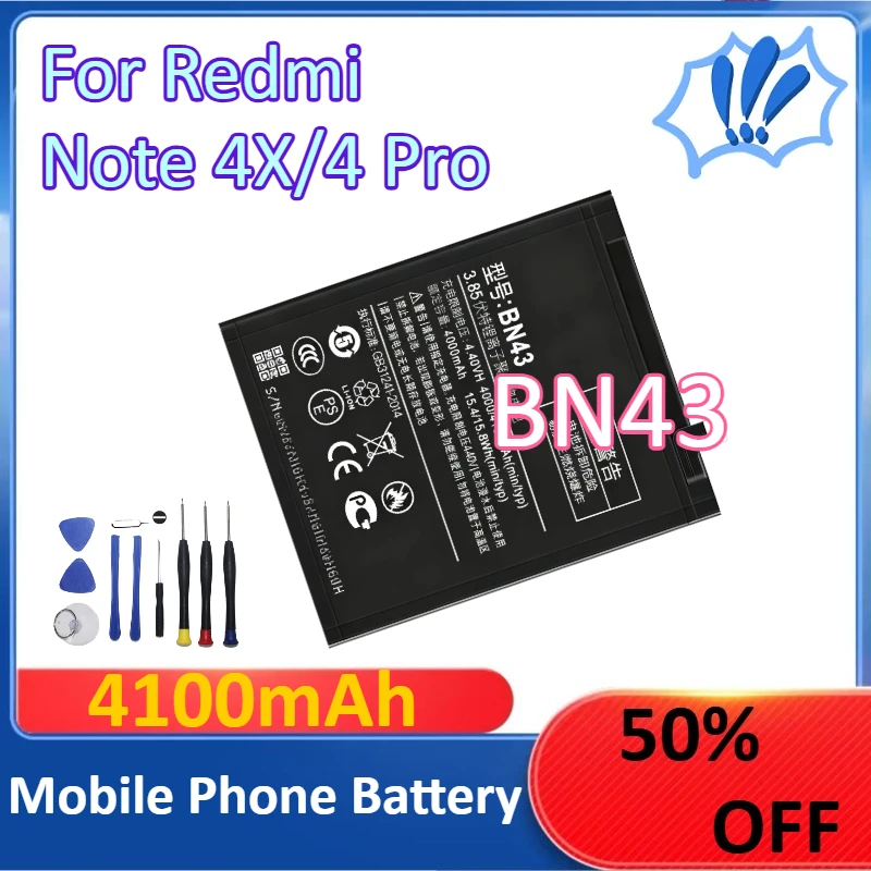 New 4100mAh BN43 Mobile Phone Battery For Redmi Note 4X/4 Pro Replacement Mobile Phone Parts +Tools
New 4100mAh BN43 Mobile Phone Battery For Redmi Note 4X/4 Pro Replacement Mobile Phone Parts +Tools
