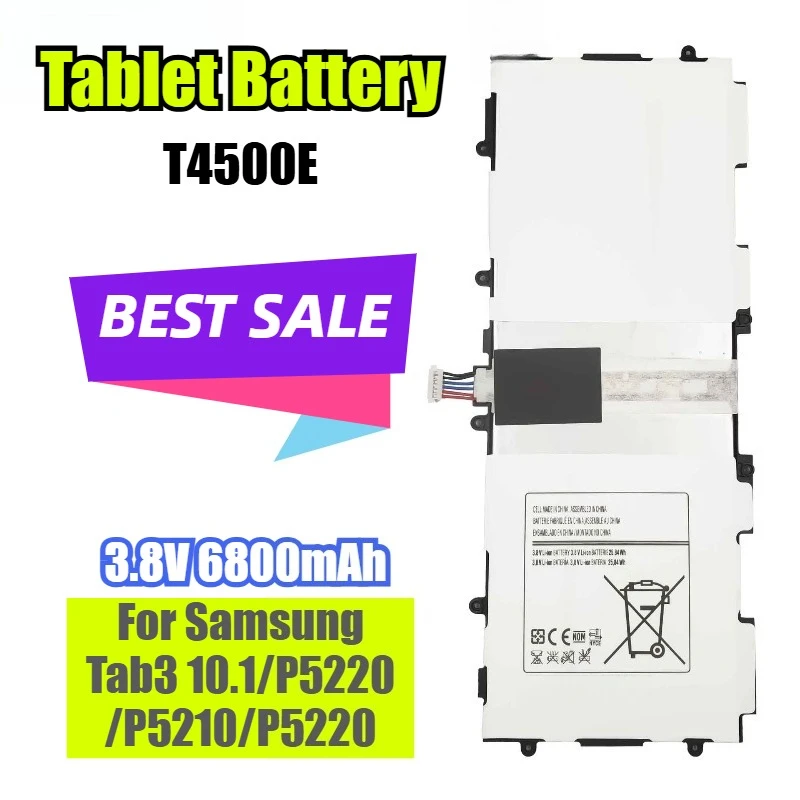 3.8V 6800mAh T4500E Tablet Battery for Samsung Tab3 10.1
3.8V 6800mAh T4500E Tablet Battery for Samsung Tab3 10.1