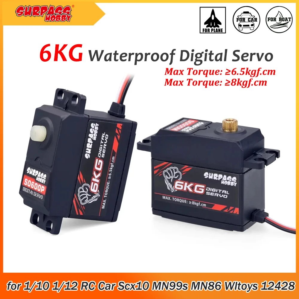Surpass Hobby 6KG Waterproof Digital Servo Metal/Plastic Gear for 1/10 1/12 RC Car Plane Boat HSP Scx10 MN99s MN86 Wltoys 12428
Surpass Hobby 6KG Waterproof Digital Servo Metal/Plastic Gear for 1/10 1/12 RC Car Plane Boat HSP Scx10 MN99s MN86 Wltoys 12428
