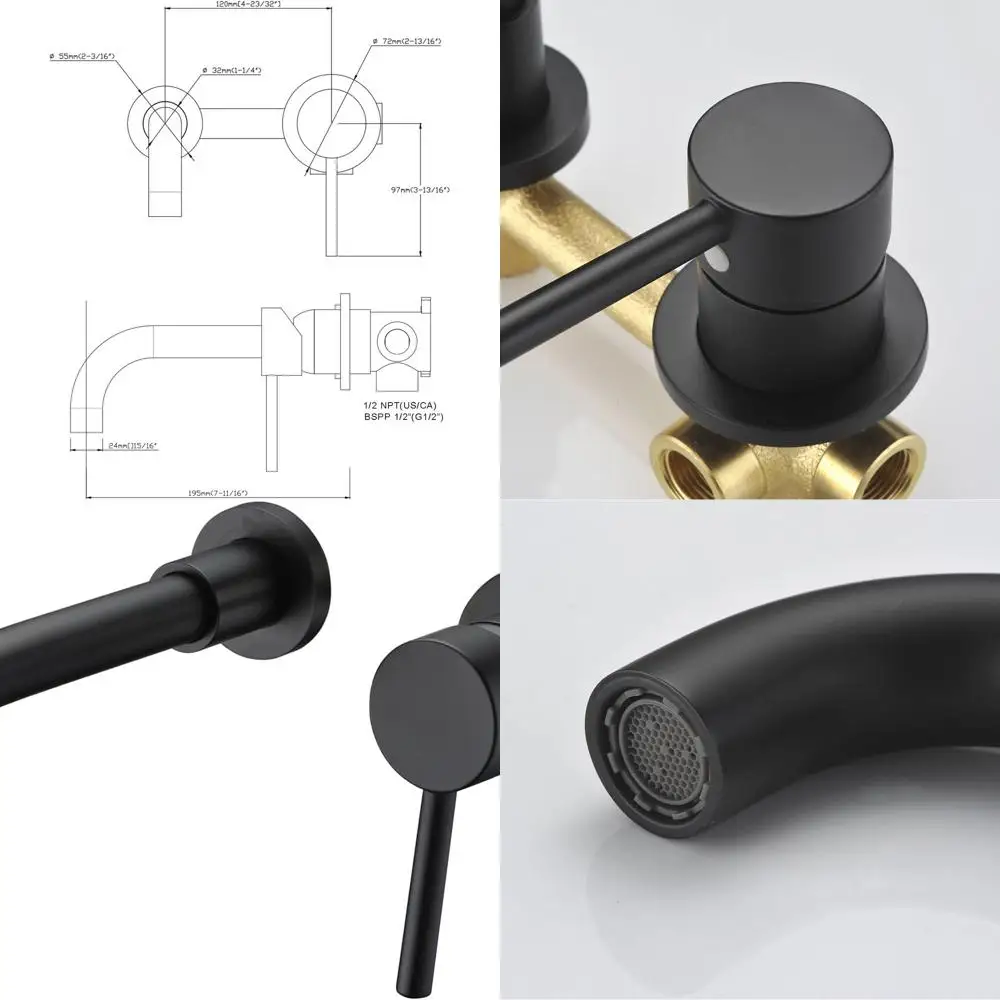 Matte Black Wall-Mounted Bath Faucet with Included Rough-In Valve
Matte Black Wall-Mounted Bath Faucet with Included Rough-In Valve