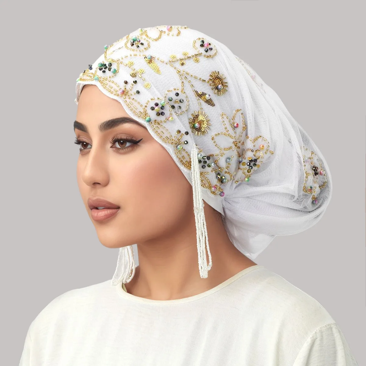 Cross-border Hot-selling Lace Beaded Versatile Headscarf for Women, Double-layer Lace Breathable Fashionable Head Cover Hat
Cross-border Hot-selling Lace Beaded Versatile Headscarf for Women, Double-layer Lace Breathable Fashionable Head Cover Hat