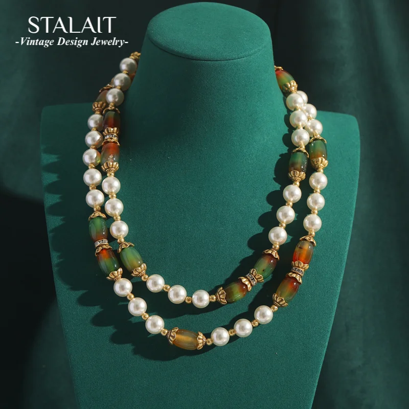 Винтажные украшения с жемчугом для женщин, длинное многослойное ожерелье для невесты, зеленые бусины из натурального стекла, роскошные аксессуары для свадебного платья
Винтажные украшения с жемчугом для женщин, длинное многослойное ожерелье для невесты, зеленые бусины из натурального стекла, роскошные аксессуары для свадебного платья