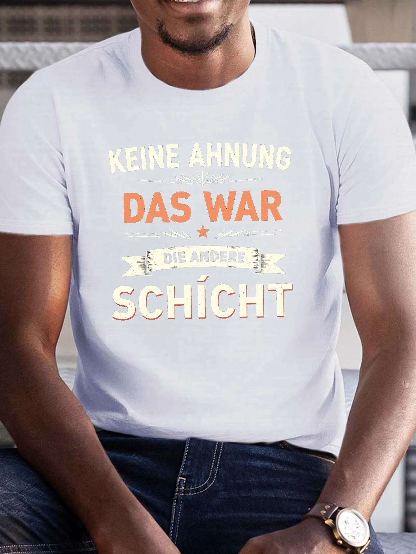 Новая футболка — мужская футболка с рисунком больших размеров — «Keine Ahnung, Das War Die Andere Schicht», дизайн, повседневный круглый вырез,
Новая футболка — мужская футболка с рисунком больших размеров — «Keine Ahnung, Das War Die Andere Schicht», дизайн, повседневный круглый вырез,