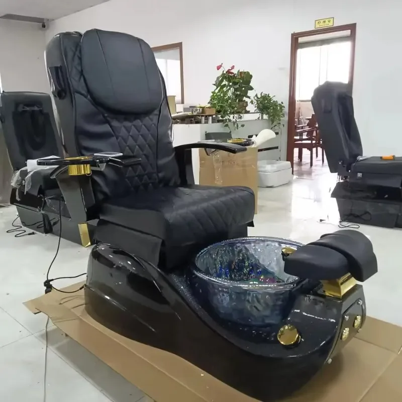 All Black Foot Massage Chair With 4 Sets Of Massage Portable Pedicure Chairs Can Add LOGO On Pillow For Beauty Spa Shop
All Black Foot Massage Chair With 4 Sets Of Massage Portable Pedicure Chairs Can Add LOGO On Pillow For Beauty Spa Shop