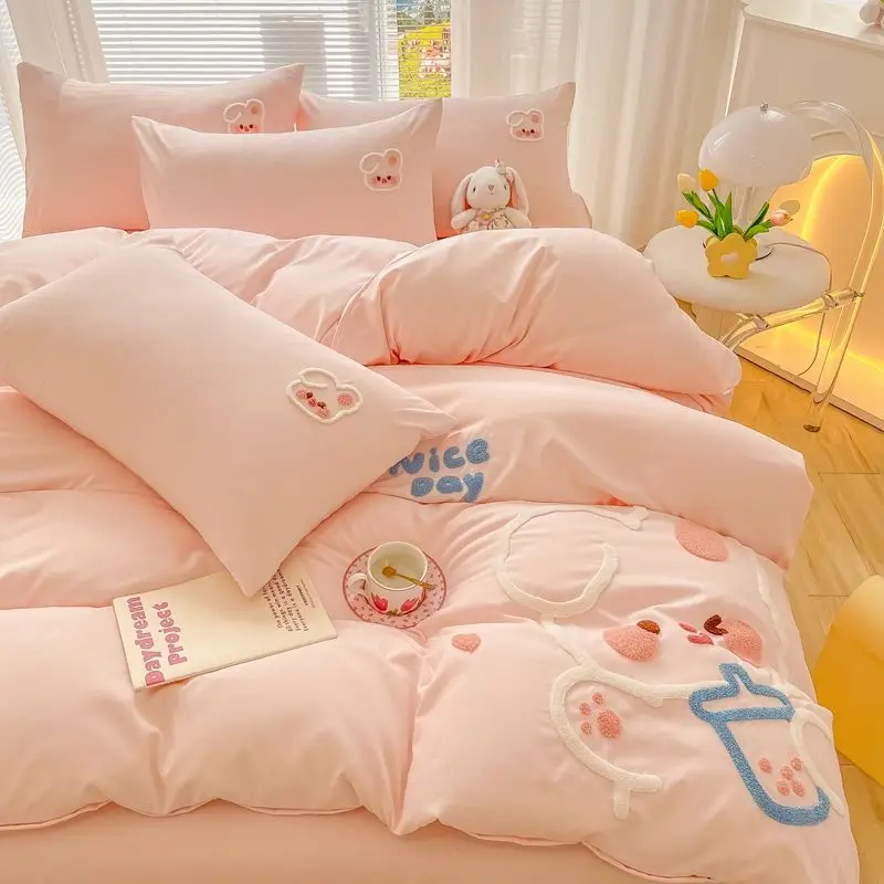 Girlish Heart 100% Washed Cotton Bed Sheet and Quilt Cover Four-piece Set, Non-all-cotton Ice Silk Bedding, Dormitory Bed Three-
Girlish Heart 100% Washed Cotton Bed Sheet and Quilt Cover Four-piece Set, Non-all-cotton Ice Silk Bedding, Dormitory Bed Three-