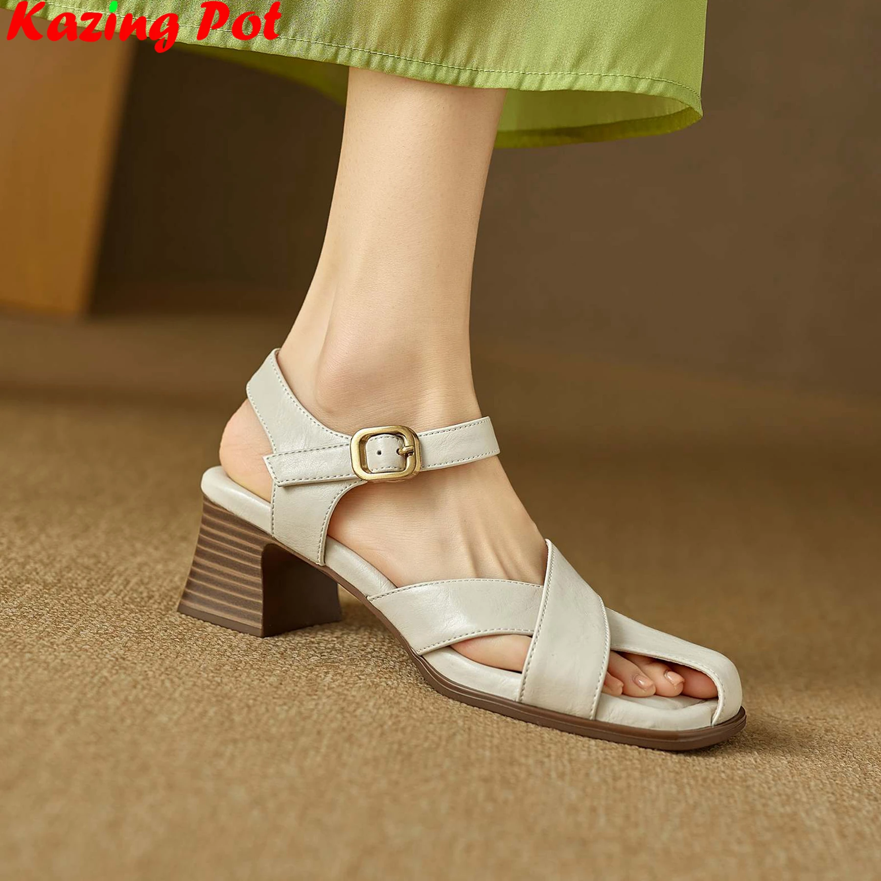 Plus Size 34-41 Cow Leather Mules Buckle Straps Summer Shoes High Heels Chic Retro Slingback Dating Dress Brand Women Sandals
Plus Size 34-41 Cow Leather Mules Buckle Straps Summer Shoes High Heels Chic Retro Slingback Dating Dress Brand Women Sandals