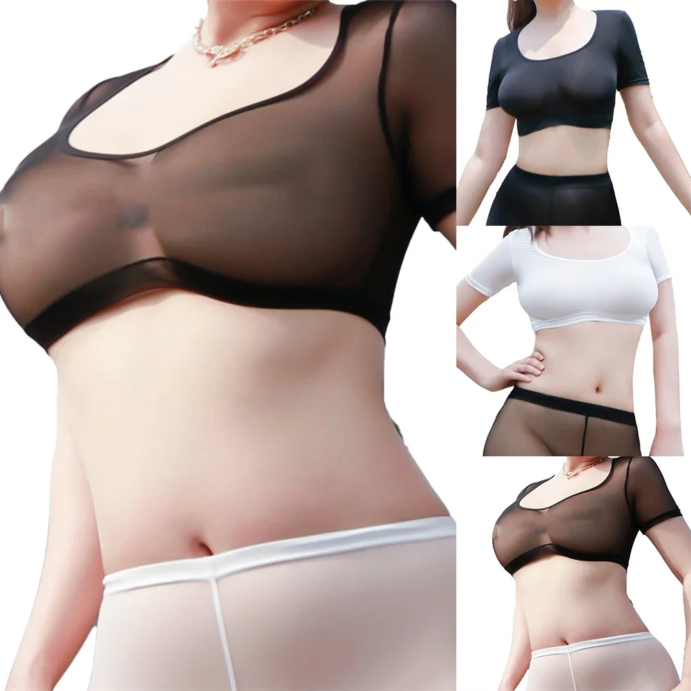 Summer Ice Silk Mesh Sheer Crop Top Women See Through T-Shirt Exotic Short Sleeve Slim Shirts Skinny Blouse Tee Sexy Lingerie A5
Summer Ice Silk Mesh Sheer Crop Top Women See Through T-Shirt Exotic Short Sleeve Slim Shirts Skinny Blouse Tee Sexy Lingerie A5