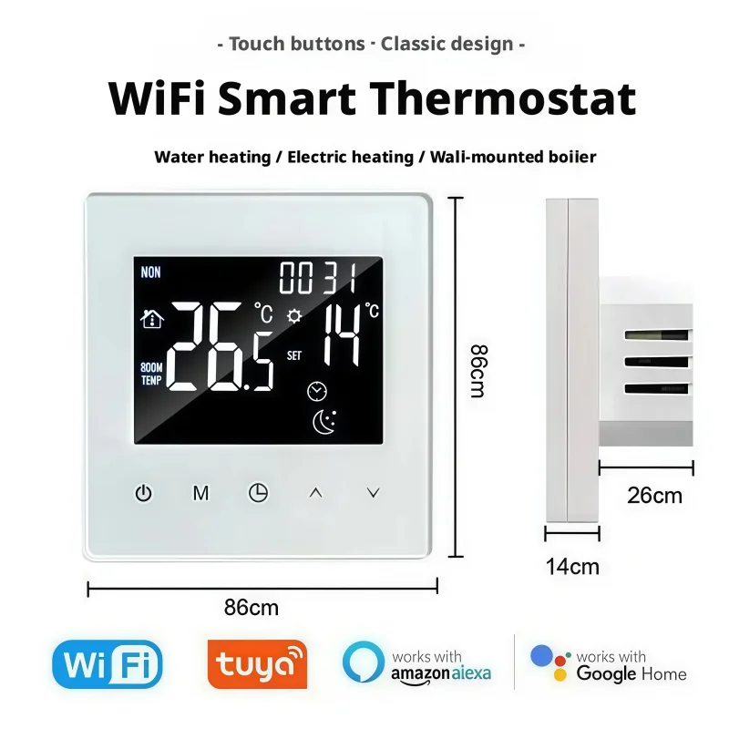 Tuya Wifi Thermostat Intelligent 3a Water Heating 16a Electric Floor Heating Wall Mounted Boiler Thermostat With Screen Display
Tuya Wifi Thermostat Intelligent 3a Water Heating 16a Electric Floor Heating Wall Mounted Boiler Thermostat With Screen Display