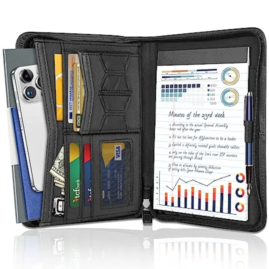 Zippered Portfolio Binder for Men and Women, Resume Portfolio Folder with 5.3" x 8 "Notepad, 9.6" x 7" Faux Leather Portfolio f
Zippered Portfolio Binder for Men and Women, Resume Portfolio Folder with 5.3" x 8 "Notepad, 9.6" x 7" Faux Leather Portfolio f