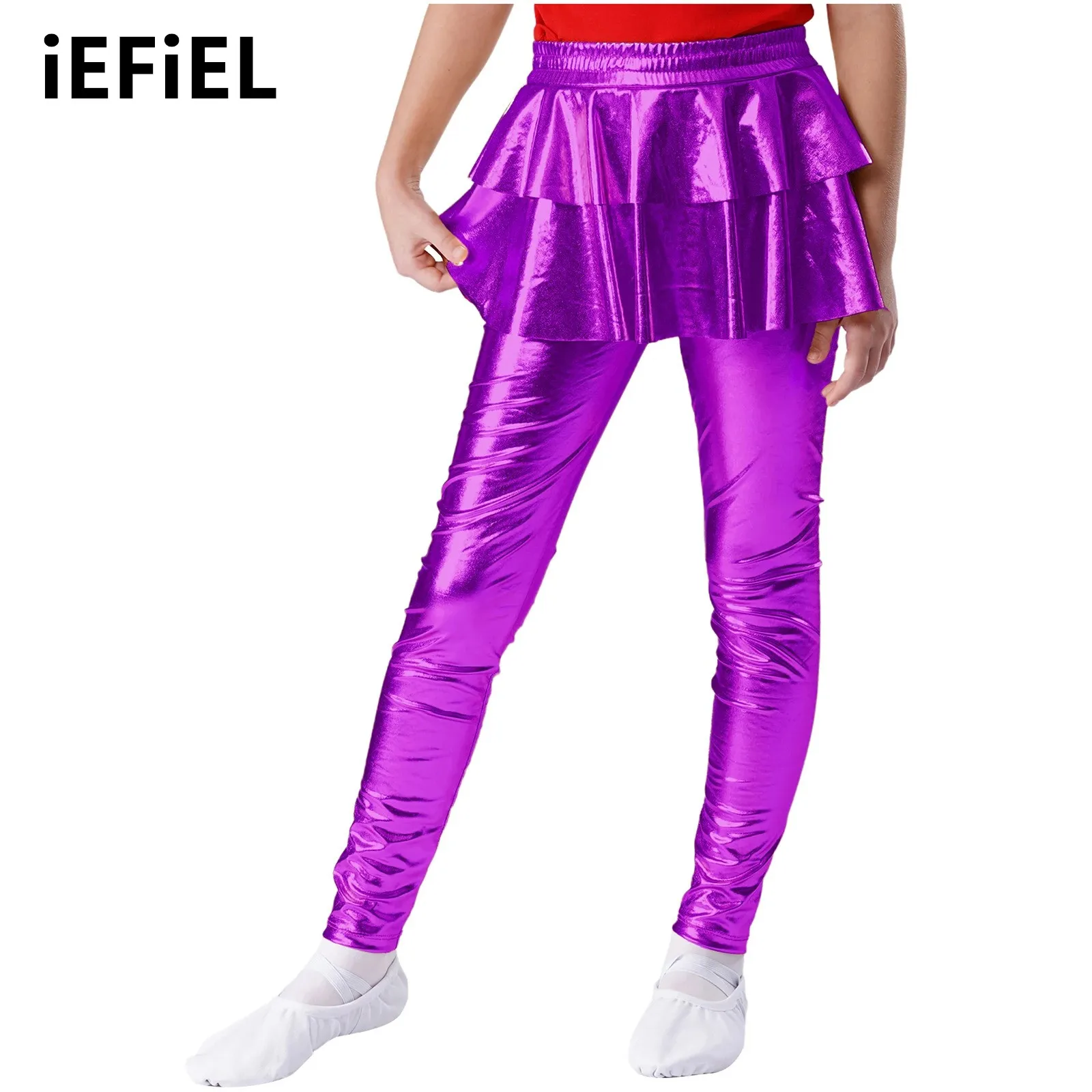 Kids Girls Metallic Ruffled Dance Skirted Leggings Elastic Waistband Shiny Pantskirt Stage Performance Costume
Kids Girls Metallic Ruffled Dance Skirted Leggings Elastic Waistband Shiny Pantskirt Stage Performance Costume