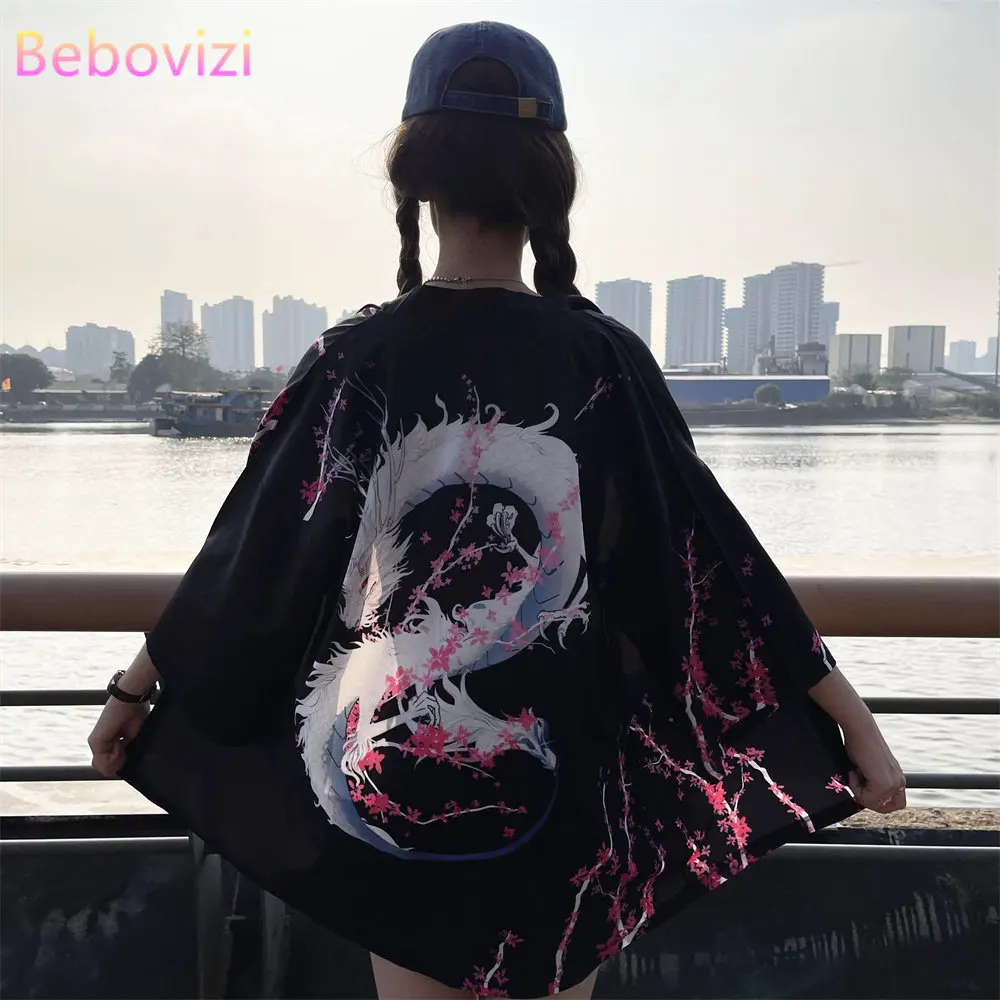 Anime Dragon Print Black Traditional Kimono Belt Summer Sale Beach Cardigan Yukata Japanese Clothes Fashion Women Haori
Anime Dragon Print Black Traditional Kimono Belt Summer Sale Beach Cardigan Yukata Japanese Clothes Fashion Women Haori
