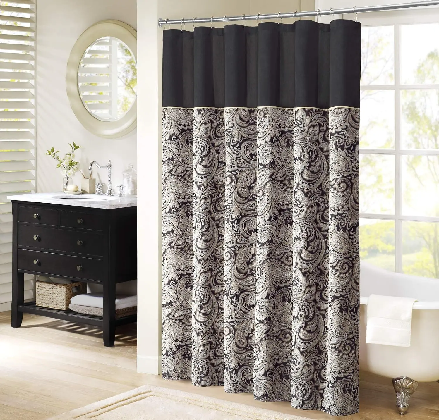 Paisley Jacquard Shower Curtain, 72x72, Black - Ultra Soft Microfiber, Wrinkle Resistant
Paisley Jacquard Shower Curtain, 72x72, Black - Ultra Soft Microfiber, Wrinkle Resistant
