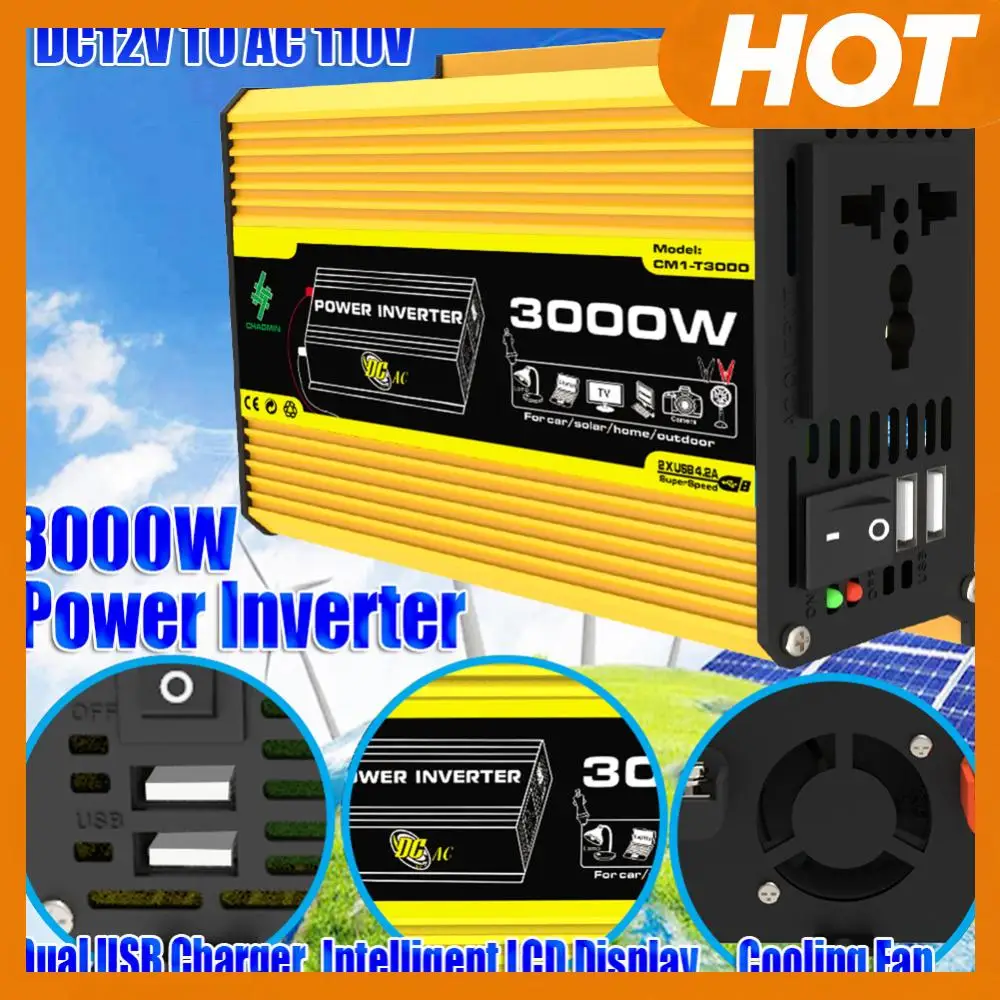 Интеллектуальный инвертор постоянного тока от 12 В до переменного тока 110/220 В, встроенный предохранитель, автомобильный трансформатор напряжения, цифровой инвертор мощности для автофургона
Интеллектуальный инвертор постоянного тока от 12 В до переменного тока 110/220 В, встроенный предохранитель, автомобильный трансформатор напряжения, цифровой инвертор мощности для автофургона