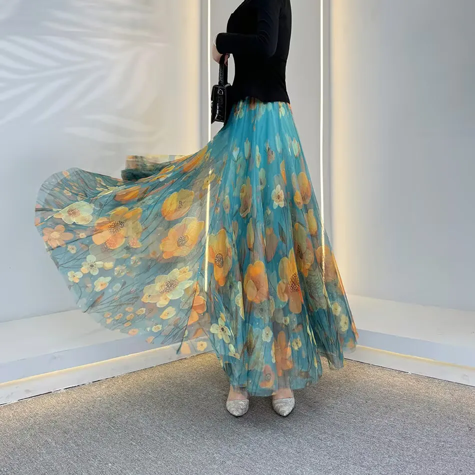 Весенне-летняя новая женская танцевальная юбка с высокой талией и цветочным принтом, новая сетчатая юбка с принтом
Весенне-летняя новая женская танцевальная юбка с высокой талией и цветочным принтом, новая сетчатая юбка с принтом