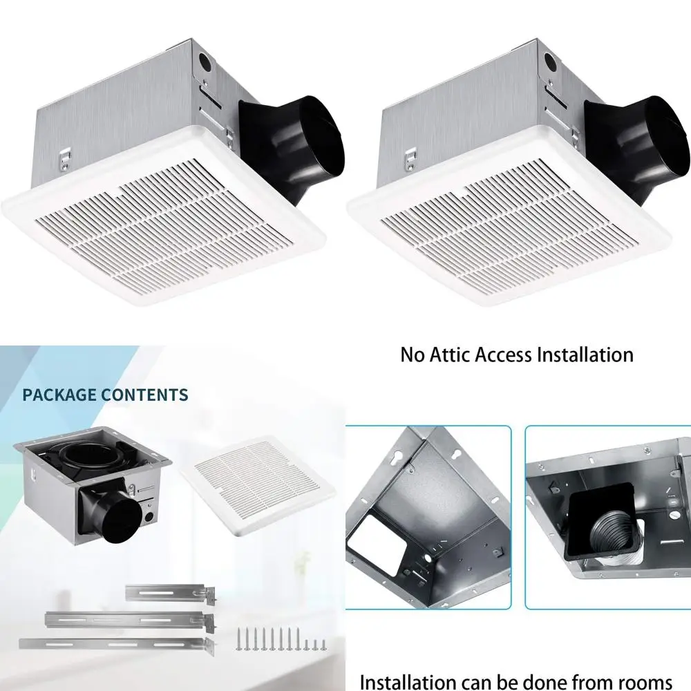 Ultra Quiet 110 CFM 1.5 Sone Ceiling-Mounted Bathroom Exhaust Fan with White Plastic Grille, No Attic Access Required
Ultra Quiet 110 CFM 1.5 Sone Ceiling-Mounted Bathroom Exhaust Fan with White Plastic Grille, No Attic Access Required