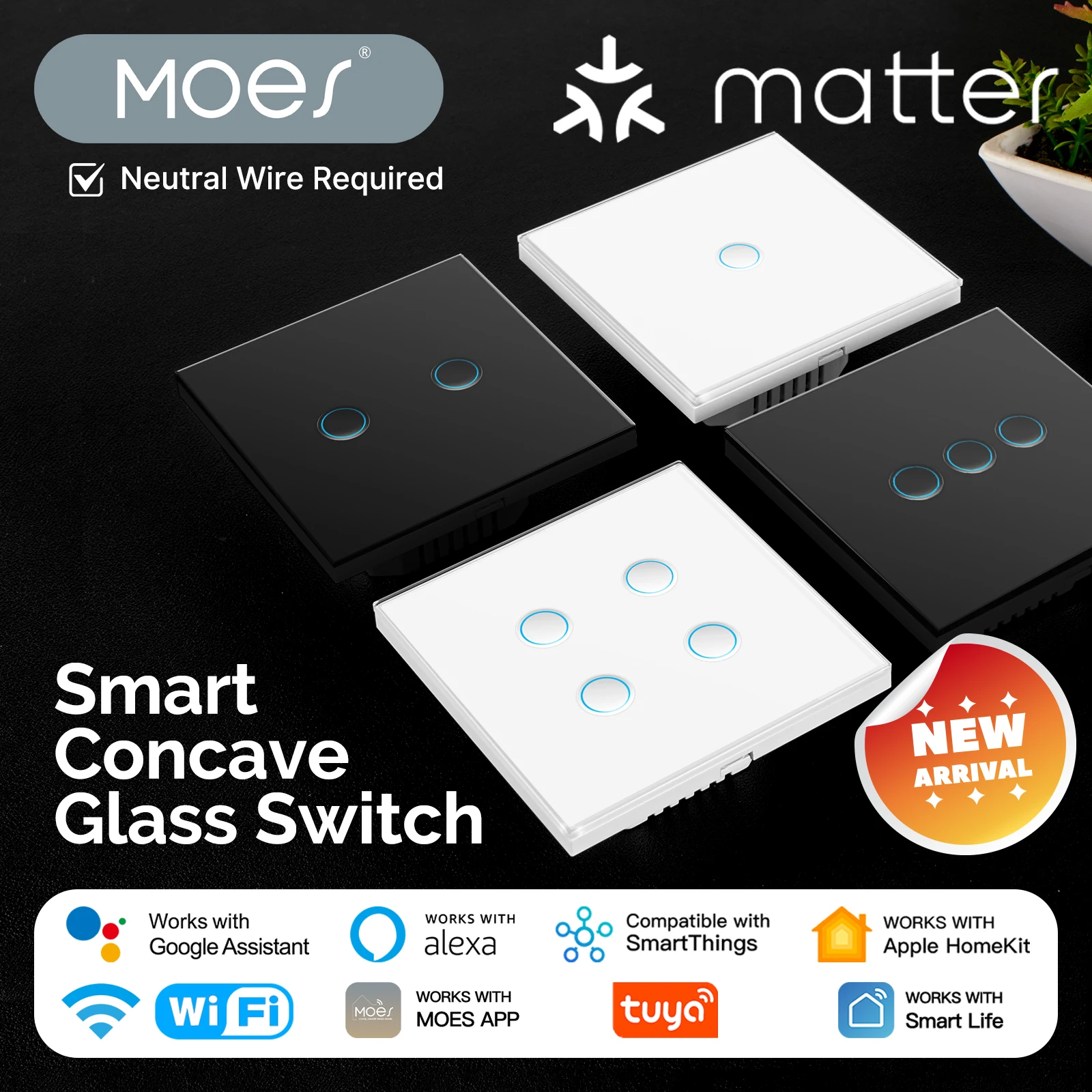 MOES Smart WiFi Switch Neutral Wire Required,Tuya APP Control,Compatible with Alexa Google HomeKit SmartThings,Glass Panel
MOES Smart WiFi Switch Neutral Wire Required,Tuya APP Control,Compatible with Alexa Google HomeKit SmartThings,Glass Panel