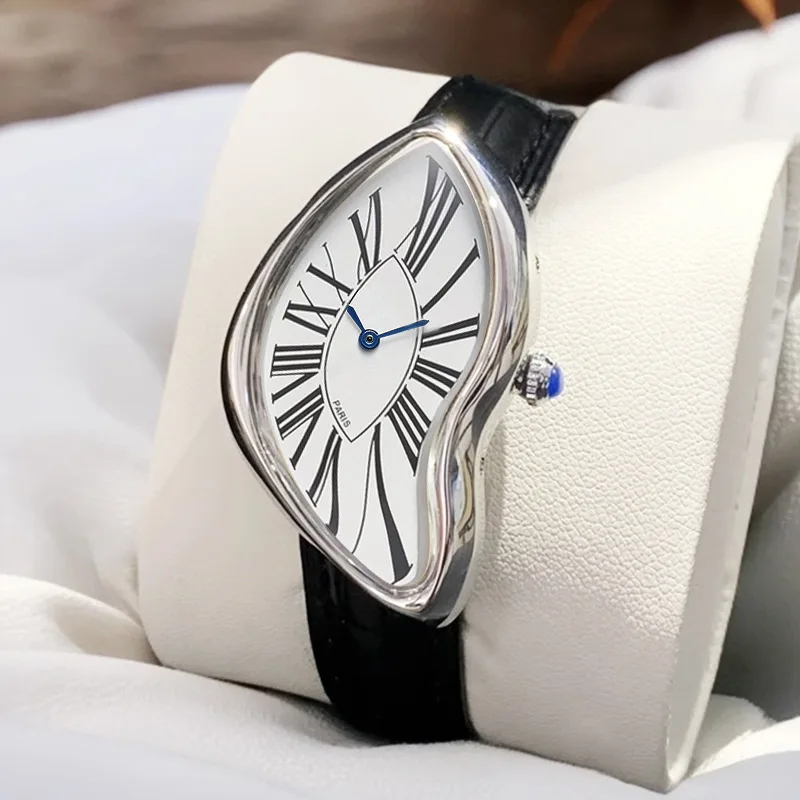 Surreal Melting Distorted Curved Dial Quartz Watch Roman Numeral Leather Strap Avant-Garde Art Fashion Women Wristwatch
Surreal Melting Distorted Curved Dial Quartz Watch Roman Numeral Leather Strap Avant-Garde Art Fashion Women Wristwatch
