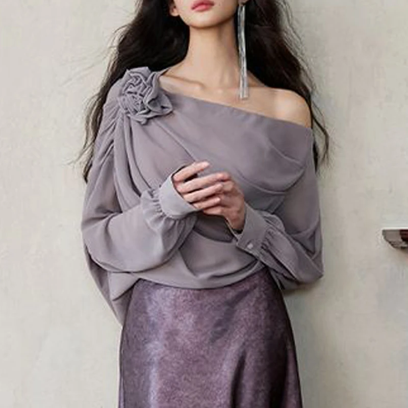 Women's Fashion Sexy Off Shoulder 3D Flower Designer Blouse Office Lady Luxury Ruched Elegant Shirt Solid Loose Long Sleeve Tops
Women's Fashion Sexy Off Shoulder 3D Flower Designer Blouse Office Lady Luxury Ruched Elegant Shirt Solid Loose Long Sleeve Tops