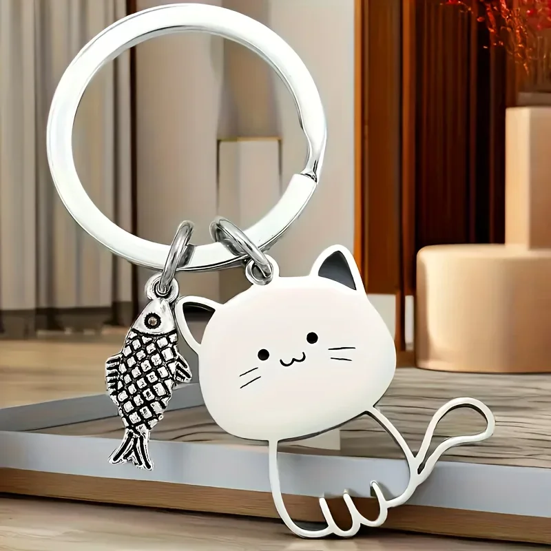 1pc Cute Cat Fish Keychain Silvery Stainless Steel Keyring Backpack Hanging Pendant Bag Charms For Women Daily Use
1pc Cute Cat Fish Keychain Silvery Stainless Steel Keyring Backpack Hanging Pendant Bag Charms For Women Daily Use