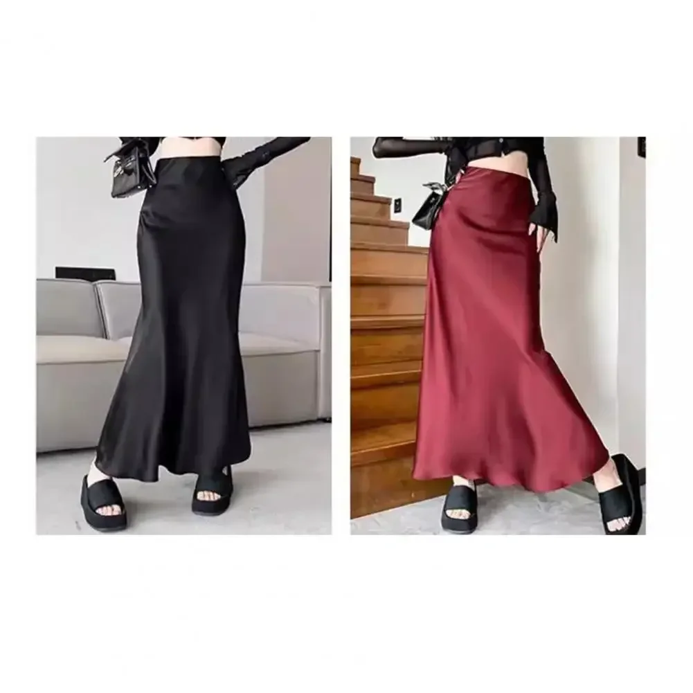 Fishtail Hem Maxi Skirt Elegant High Waist Fishtail Skirt for Women Retro Satin Texture Maxi Skirt with Wrapped Design Solid
Fishtail Hem Maxi Skirt Elegant High Waist Fishtail Skirt for Women Retro Satin Texture Maxi Skirt with Wrapped Design Solid